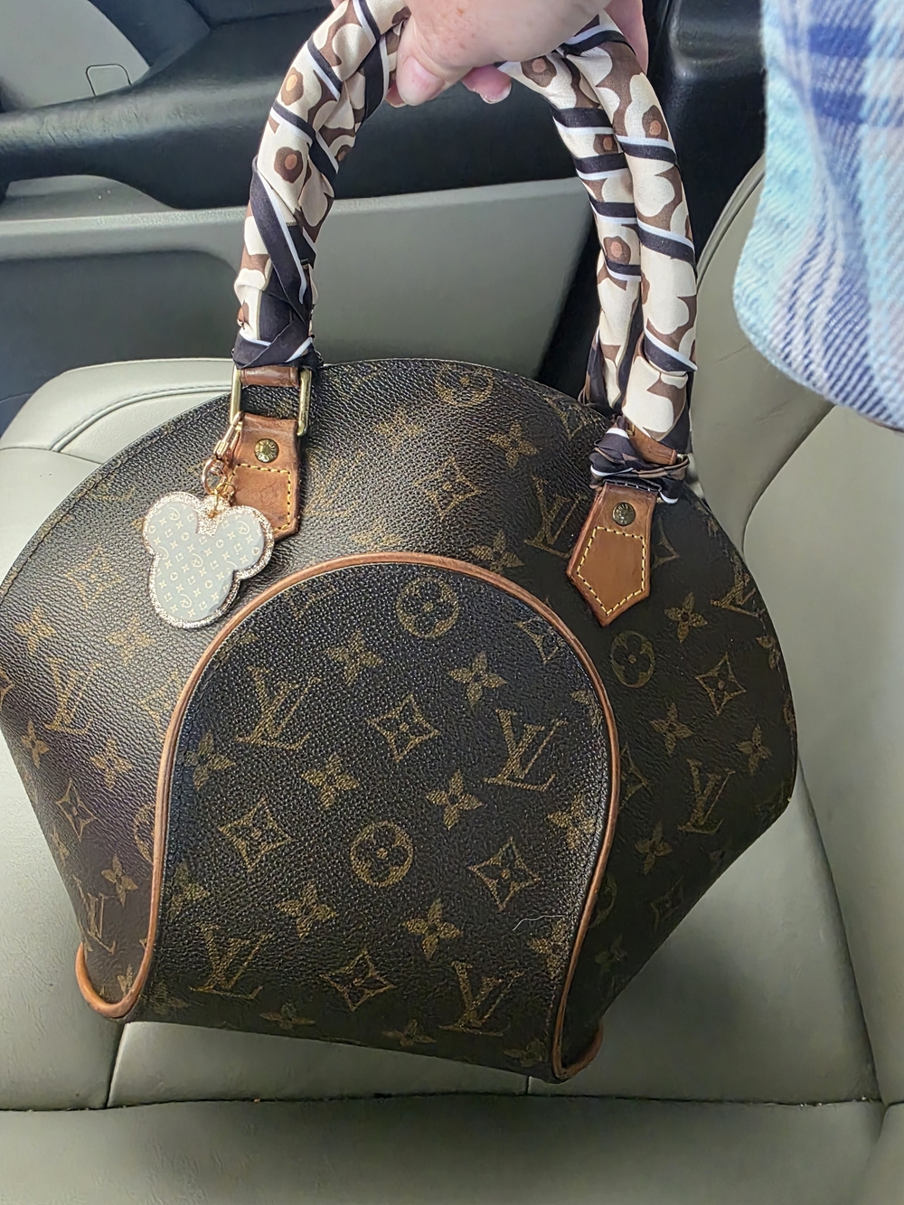 Louis Vuitton Ellipse Handbag With Brown And Tan Monogram Canvas